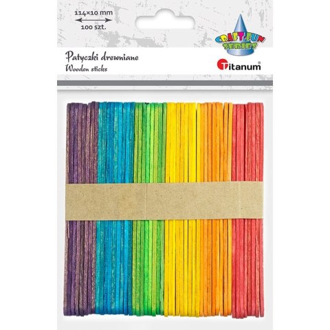 Patyczki drewniane mix kolorów (100) 11,4cm 361574 TITANUM 50 kolorowych + 50 naturalnych