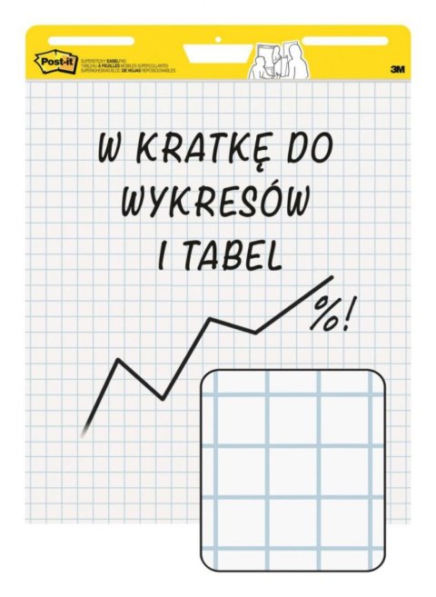 Samoprzylepne arkusze konferencyjne Post-it_ Super Sticky, na flipchart, 63,5x76,2cm, w kratkę do wykresów, 30 kart., białe