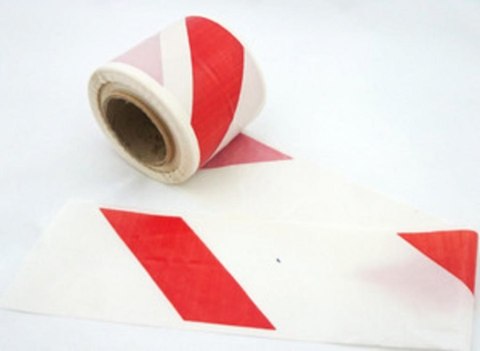 Taśma ostrzegawcza 100mm x 100m biało-czerwona nieprzylepna