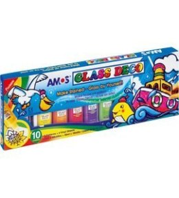 Farby witrażowe GD22P10 AMOS 10 kolorów + kontur 22ml 170-2221 SALE