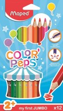 Kredki trójkątne MAPED COLORPEPS JUMBO TRÓJKĄTNE 12kolorów 834010 .