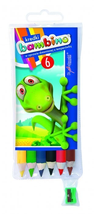 Kredki BAMBINO w oprawie drewnianej z temperówką, 6 kolorów 0232