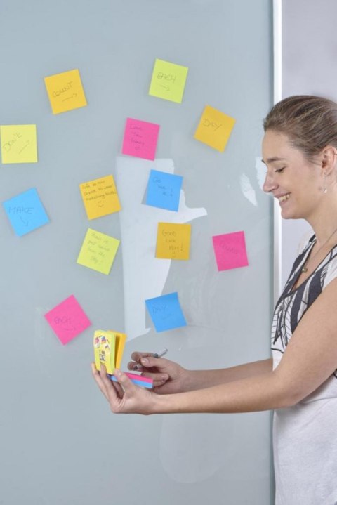 Multi kostka samoprzylepna POST-IT Super Sticky (2014-SC-BYFG),76x76mm, 4x75 kart., mix kolorów