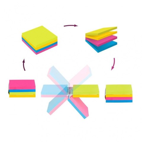 Multi kostka samoprzylepna POST-IT Super Sticky (2014-SC-BYFG),76x76mm, 4x75 kart., mix kolorów