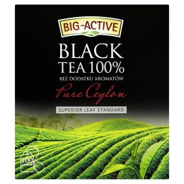 Herbata BIG-ACTIVE PURE CEYLON, 100 torebek x1,5g z zawieszką czarna