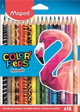 Kredki COLORPEPS ANIMALS trójkątne 18 szt pud. z zaw. 832218 MAPED