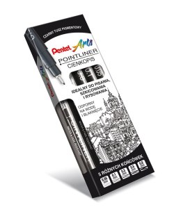 Cienkopis kalibrowany POINTLINER czarny 5szt. MIX S20P-ST5PL PENTEL