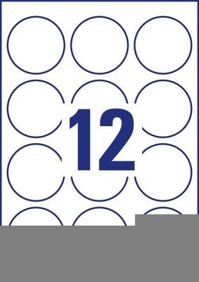 Etykiety o nietypowych kształtach, A4, 10 ark./op., Q60 mm, białe, AVERY ZWECKFORM, L3416-10