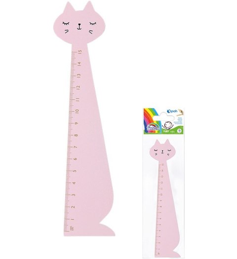 Linijka drewniana KOT różówy 15cm FIORELLO GR-F87KR 130-1882