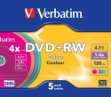 Płyta DVD+RW VERBATIM SLIM Color 4.7GB x4 (5szt.) 43297