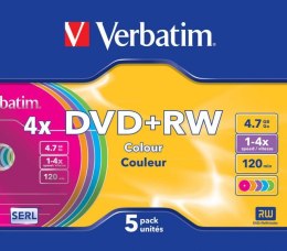 Płyta DVD+RW VERBATIM SLIM Color 4.7GB x4 (5szt.) 43297