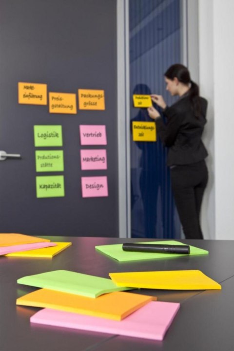 Bloczek samoprzylepny POST-IT_ Super Sticky (6845-SSP), 200x149mm, 4x45 kart., mix kolorów SALE