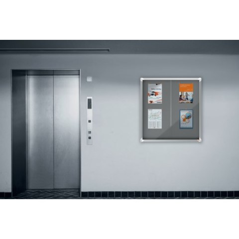 Gablota filcowa Nobo Premium Plus 12xA4, szara (drzwiczki przesówne) 1915337