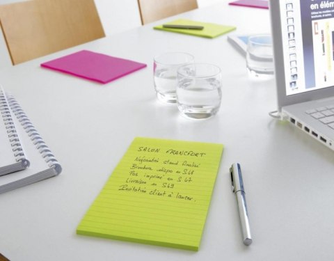 Bloczek samoprzylepny POST-IT_ Super Sticky w linie (5845- SSUC), 125x200mm, 4x45 kart., neonowe