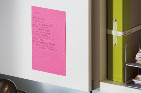 Bloczek samoprzylepny POST-IT_ Super Sticky w linie (5845- SSUC), 125x200mm, 4x45 kart., neonowe