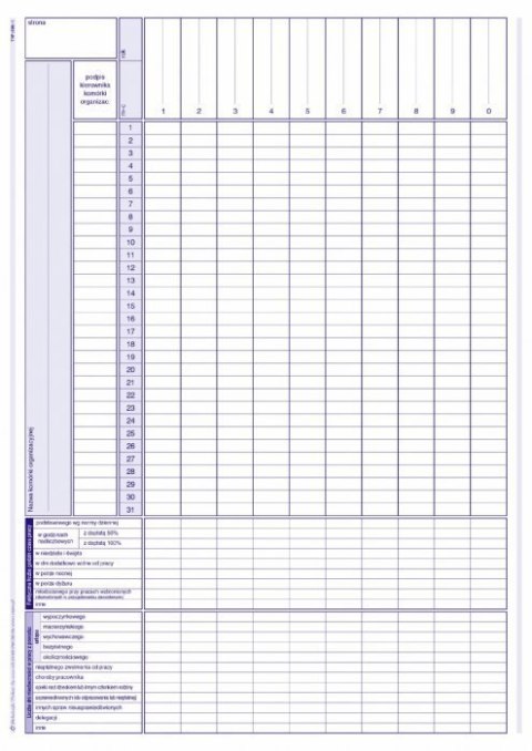 Lista obecnośći A4, 40 kartek offset, 10-506-1 DOTTS