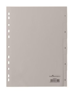 Przekładki PP A4 szare, nadr. indeks, 1-5, 5 części Szary 650510 DURABLE