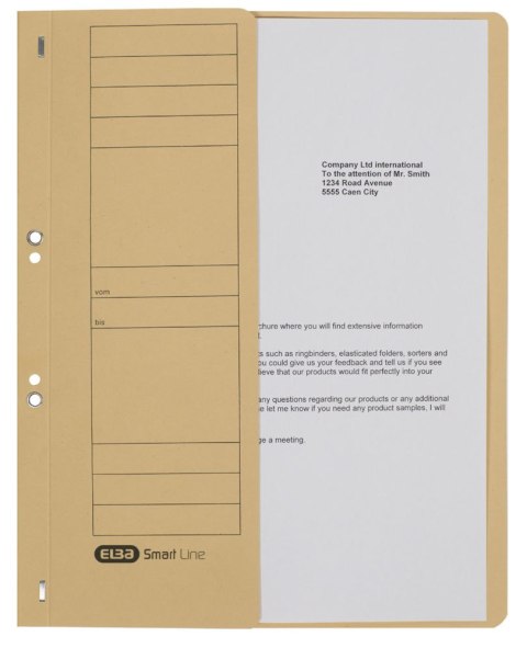 Skoroszyt kartonowy ELBA 1/2 A4, oczkowy, beżowy, 100551877