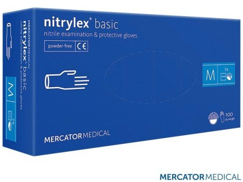 Rękawice nitrylowe bezpudrowe diagnostyczne MERCATOR, nitrylex basic, (100 szt.), rozmiar XL, niebieskie