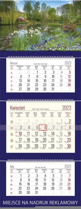 Kalendarz Trójdzielny z główką (T10) RZEKA - granat 2024 TELEGRAPH