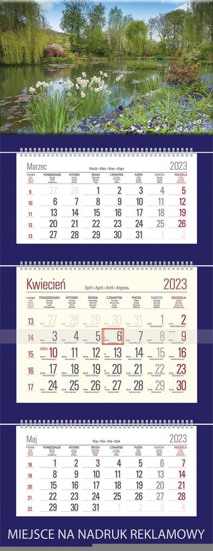 Kalendarz Trójdzielny z główką (T10) RZEKA - granat 2024 TELEGRAPH