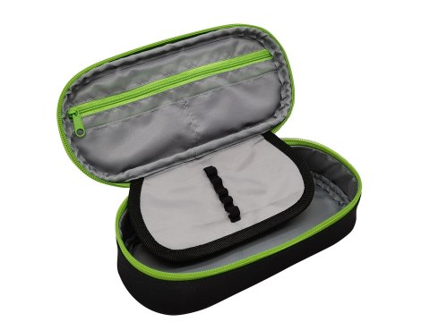 Piórnik saszetka z 1 zamkiem i klapką wewnętrzną, owalny, PIXI green, Happy Color HA 2213 4510-PI3