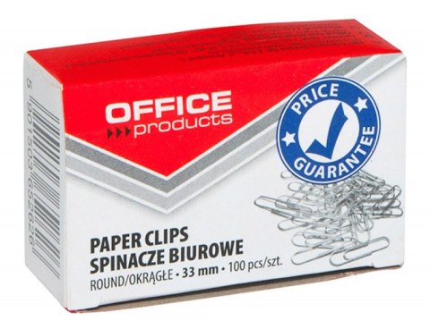Spinacze okrągłe , 33mm, 100szt., srebrne, typu OFFICE PRODUCTS 18083315-19