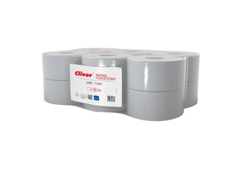 Papier toaletowy CLIVER jumbo 130/1 makulatura szary (opak 12 szt.) 6231