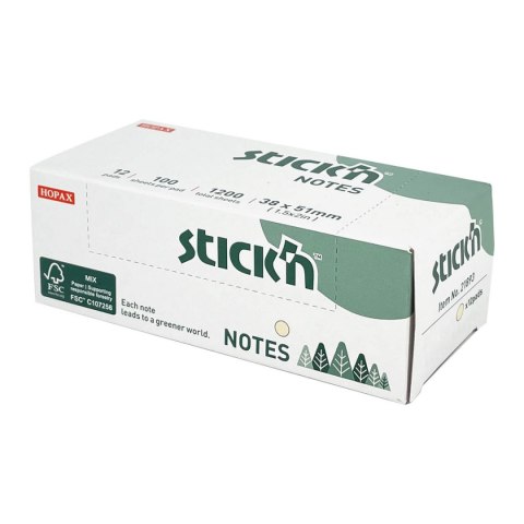 FSC notes samoprzylepny 38x51mm żółty pastel 12 notesów po 100k. Stick_n 21892