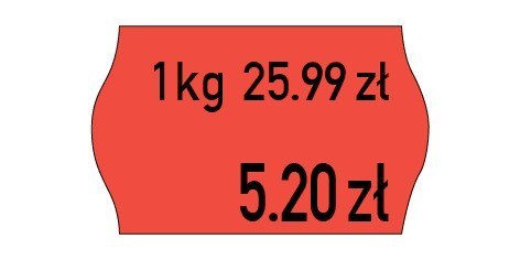 Etykiety cenowe w rolce do metkownicy dwurzędowej Meto, 26x16 mm, czerwone opakowanie 6 rolek M30014337