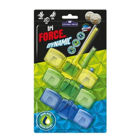 Kostka do WC zawieszka 3x45g TRIO-FORCE DYNAMIK (cytryna, morze, las) GENERAL FRESH 70705