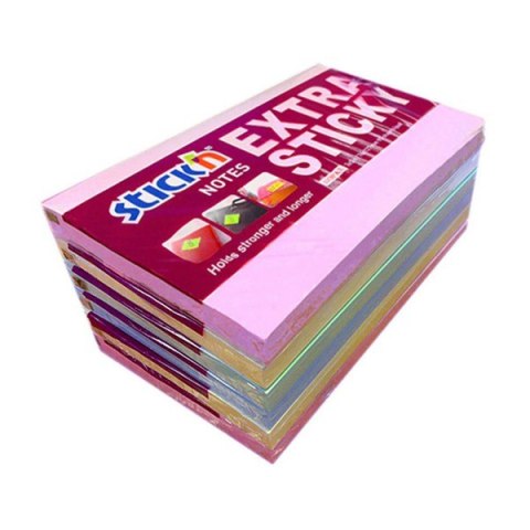 Notes samoprzylepny EXTRA STICKY 76x127mm 4 kol.pastel/90 kart.6szt. Stickin 21669