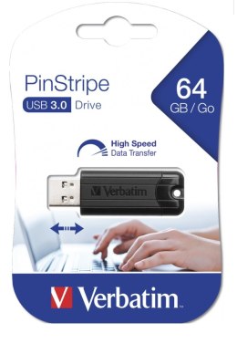 Pamięć Pendrive VERBATIM 64GB USB 3.0 czarny PINSTRIPE 49318