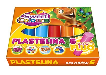 Plastelina 6 kolorów fluo Sweet Colours 01525 KOMA-PLAST