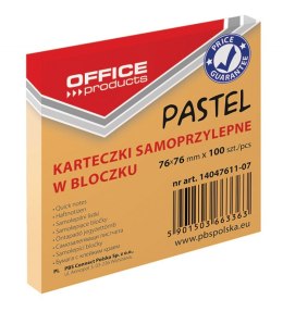 Bloczek samoprzylepny , 76x76mm, 1x100 kart., pastel, pomarańczowy, typu OFFICE PRODUCTS 14047611-07
