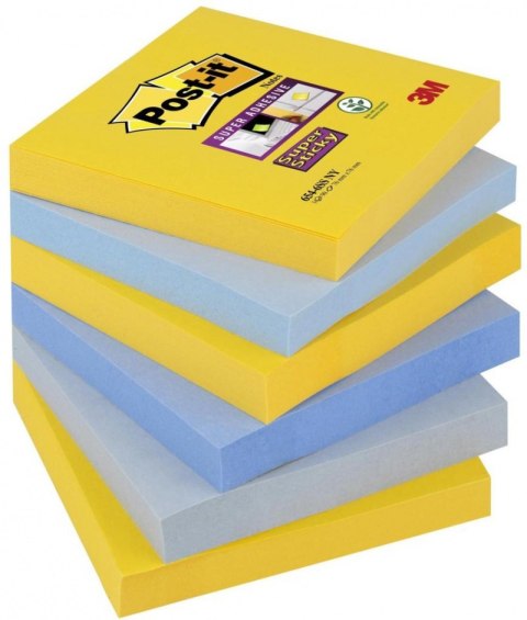 Bloczek samoprzylepny POST-IT_ Super Sticky (654-6SS-NY), 76x76mm, 6x90 kart., new york