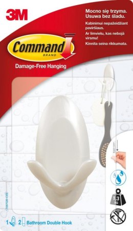 Hak łazienkowy COMMAND_ (17087QB), podwójny, duży, biały