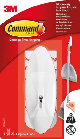 Hak wielokrotnego użytku COMMAND_ (17069 PL), z metalowym uchwytem, duży, biały