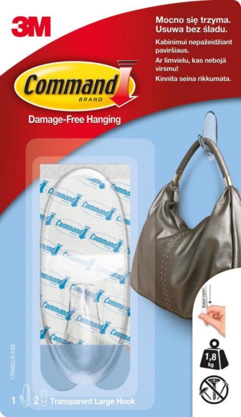 Hak wielokrotnego użytku COMMAND_ (17093CLR PL), duży, transparentne
