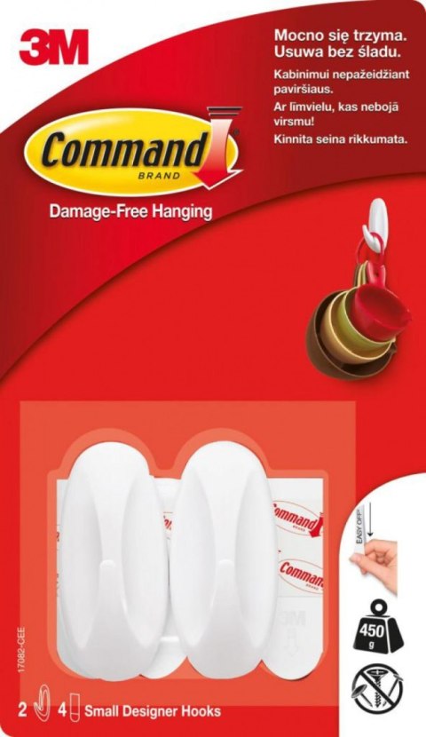Haki wielokrotnego użytku COMMAND_ Designer (17082 PL), małe, 2 szt., białe