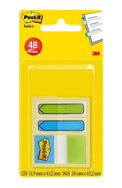 Zakładki indeksujące POST-IT_ do archiwizacji (680-684A-EU), PP, 2x16 strzałek 11,9x43,2mm + 16 zakładek 23,8x43,2mm, morskie ko
