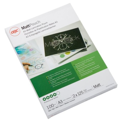 Folia do laminacji Matt, A3, 125 mic, matowa, 3747235, GBC