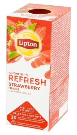 Herbata LIPTON REFRESH Strawberry (25 kopert fol.) czarna