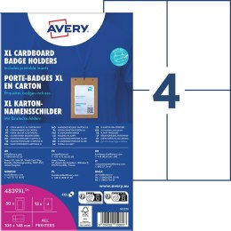 Holdery A6 tekturowe, zestaw ekologicznych identyfikatorów 105 x 148 mm, opak. XL, 50szt. etui na identyfikatory + 52 wkłady, Av