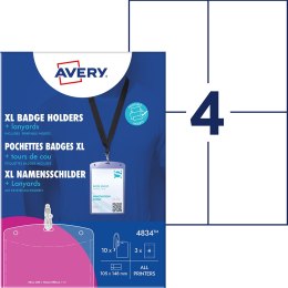 Holdery na identyfikatory A6 ze smyczą, zestaw identyfikatorów 105 x 148 mm, 10 szt. etui na identyfikatory + smycze + 3 ark. / 