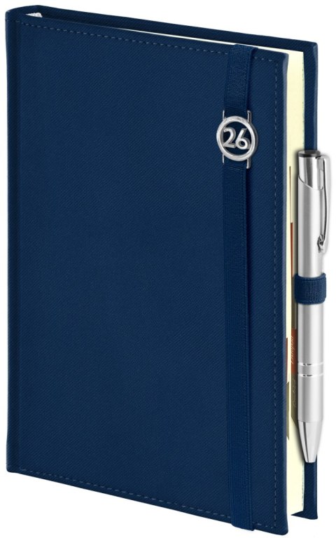 Kalendarz Piko z gumką granatowy z ażurową datówką B5 tygodniowy z notesem WOKÓŁ NAS