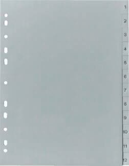 Przekładki numeryczne A4 1-15, szare, polipropylenowe, Biella 470415-00
