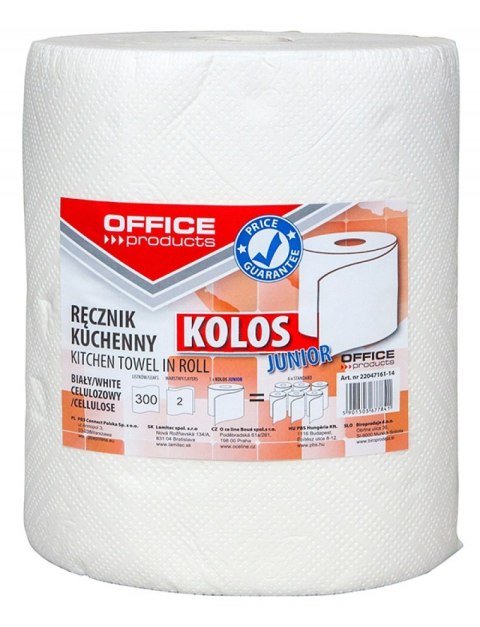 Ręczniki kuchenne celulozowe Kolos Junior, 2-warstwowe, 300 listków, 60m, białe, typu OFFICE PRODUCTS 22047161-14