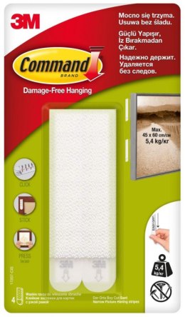 Rzepy COMMAND_ (17207), do wieszania obrazów, wąskie, 4szt., białe