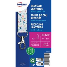 Smycz na identyfikator z recyklingowanego PET, 10 szt.; 20 x 440 mm; smycze we wzór kwiatowy, Avery R4828F